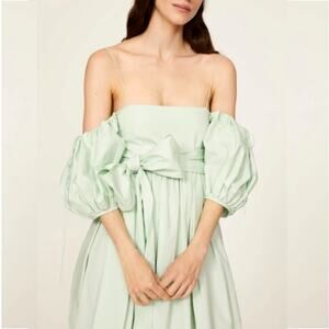 Cecilie Bahnsen Green Puff Sleeve Midi Joel Dress 2